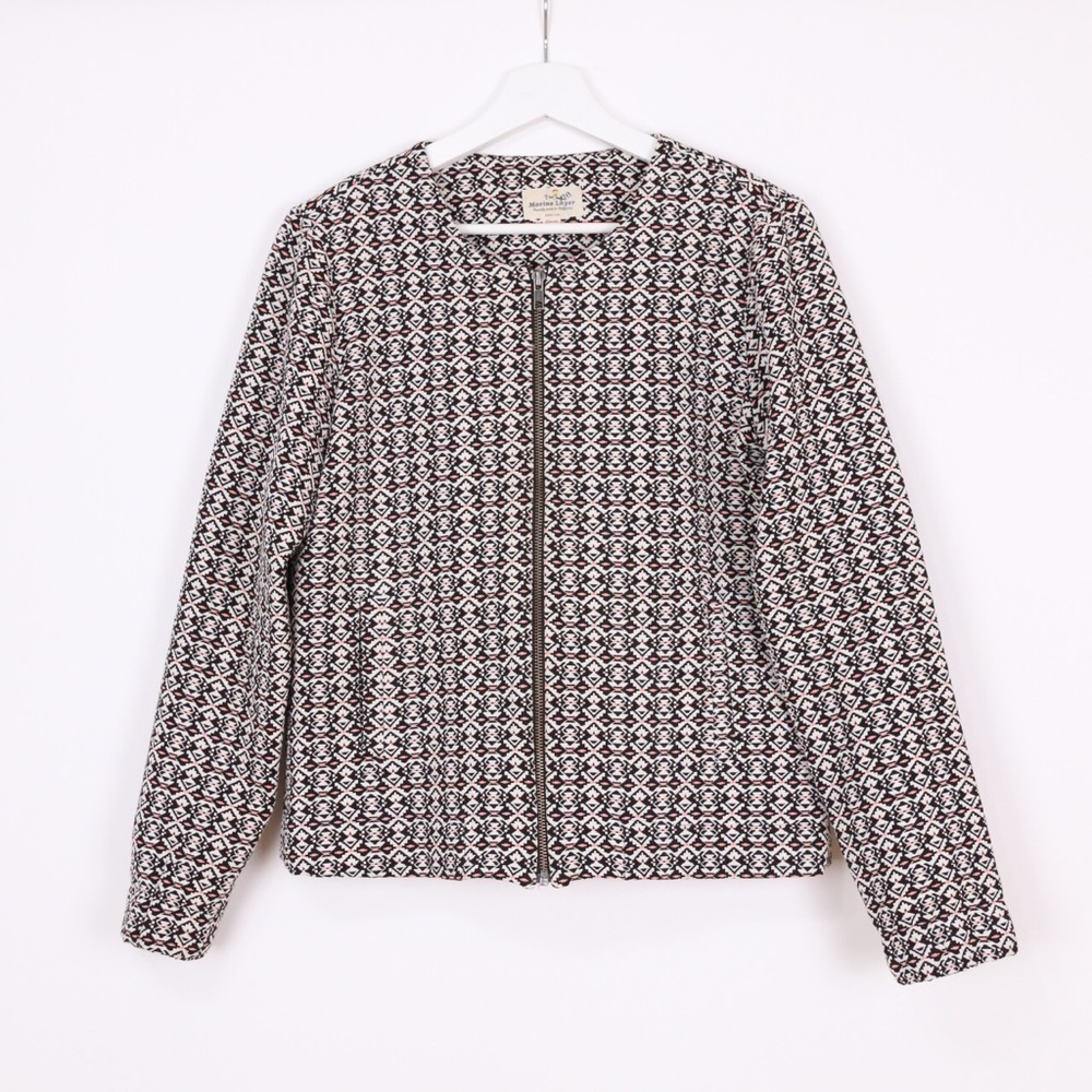 Marine Layer Woven Print Full Zip Jacket